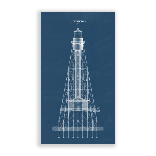 Alligtor Reef Light Tower, Florida Antique Architectural Plan Reproduction