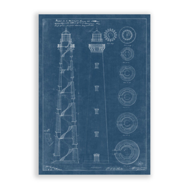 Cape Hatteras Lighthouse, North Carolina Antique Architectural Plan Reproduction