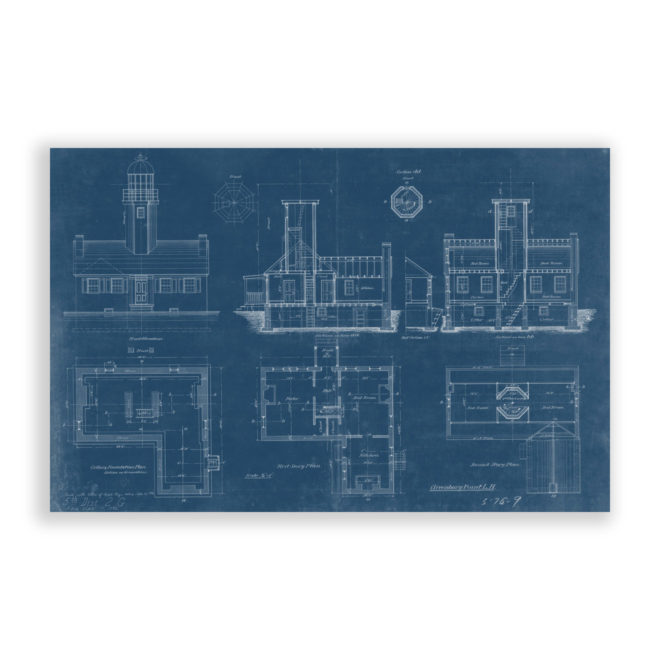 Greenbury Point Lighthouse, Maryland Antique Architectural Plan Reproduction