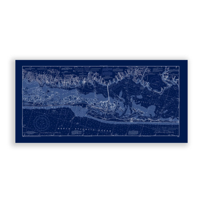 Fire Island, New York Blueprint Nautical Chart Reproduction