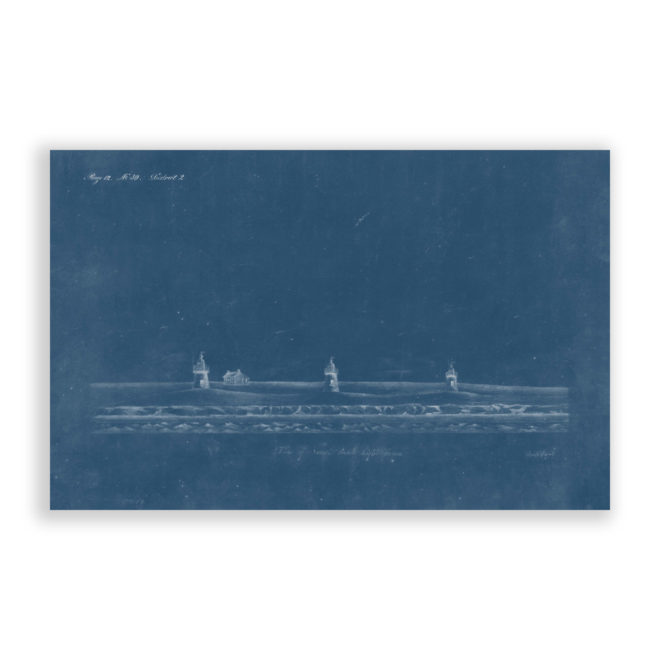 Three Sisters Lighthouses, Eastham, Cape Cod Antique Architectural Plan Blueprint Reproduction