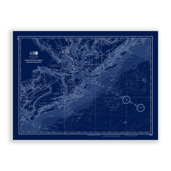 Charleston Harbor, South Carolina Blueprint Nautical Chart Reproduction