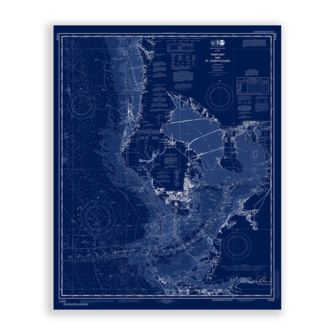 Tampa Bay, Florida Blueprint Nautical Chart Reproduction