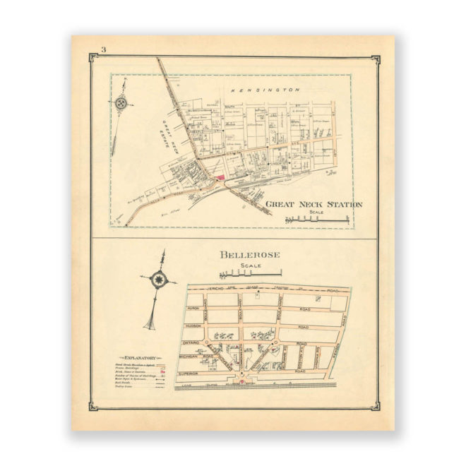 Great Neck Station & Bellerose, Nassau County Long Island, Antique Map Reproduction - Plate 3