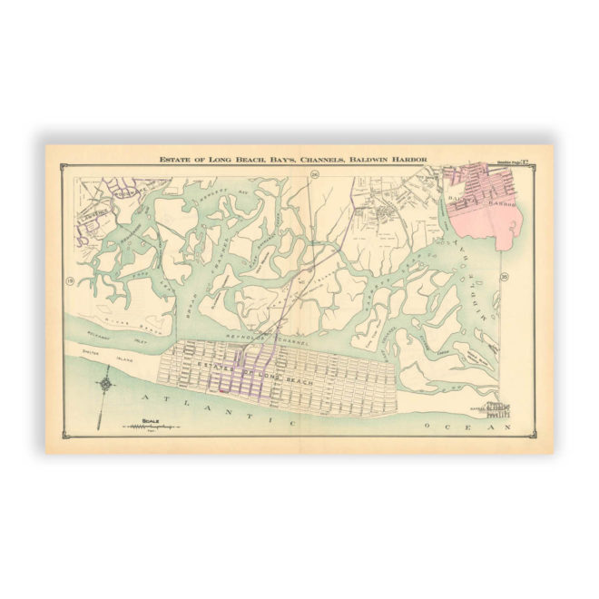 Estate of Long Beach - Bay's - Channels - Baldwin Harbor, Nassau County Long Island, Antique Map Reproduction - Plate 32