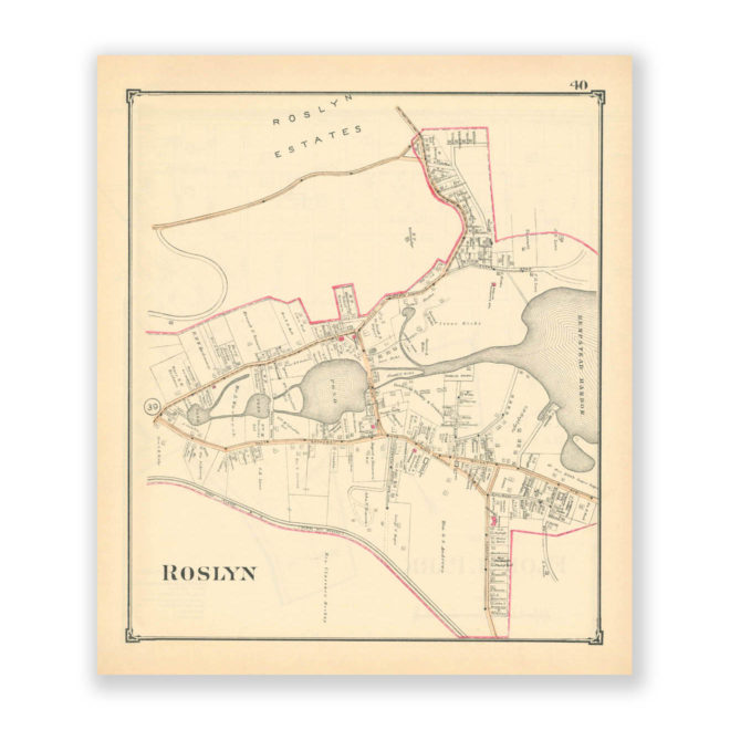 Roslyn, Nassau County Long Island, Antique Map Reproduction - Plate 40