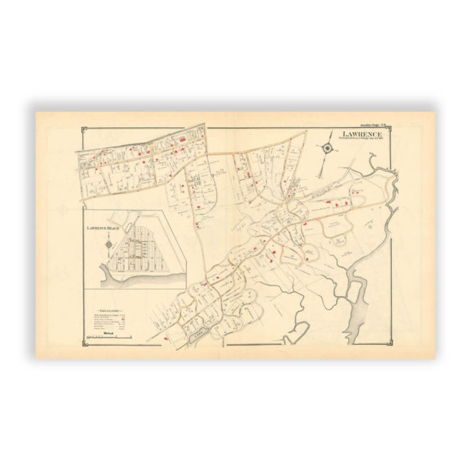 Lawrence, Nassau County Long Island, Antique Map Reproduction - Plate 44