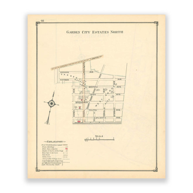Garden City Estates North, Nassau County Long Island, Antique Map Reproduction - Plate 48