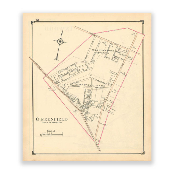 Greenfield, Nassau County Long Island, Antique Map Reproduction - Plate 51