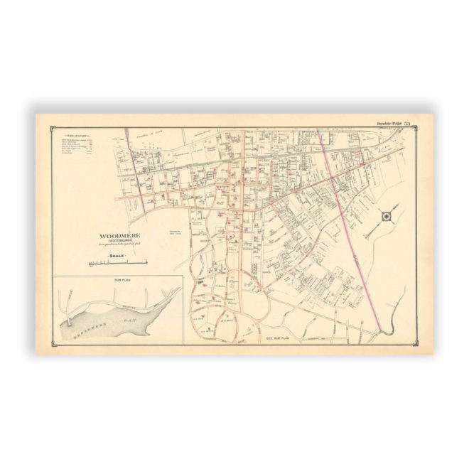 Woodmere (Woodsburgh), Nassau County Long Island, Antique Map Reproduction - Plate 53