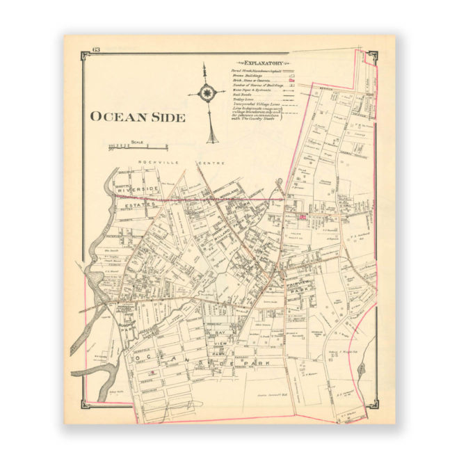 Oceanside, Nassau County Long Island, Antique Map Reproduction - Plate 63