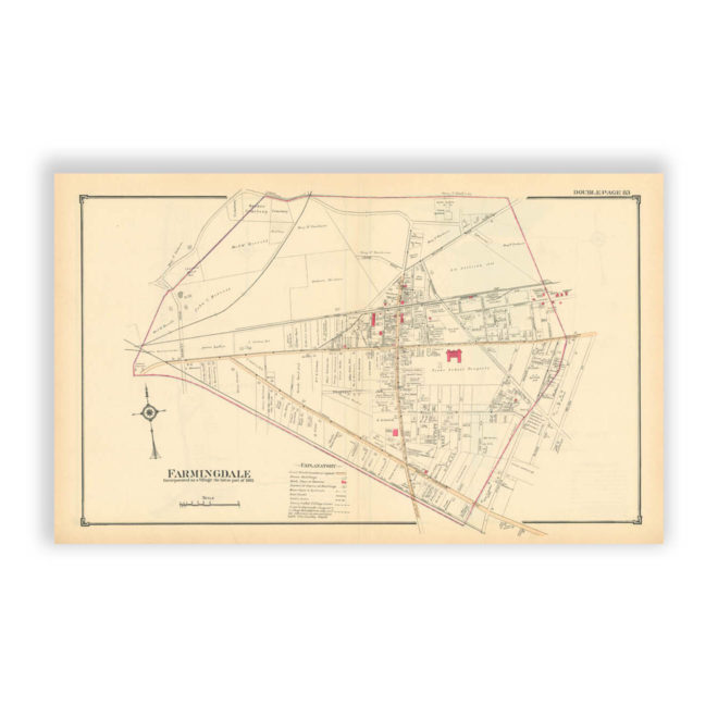 Farmingdale, Nassau County Long Island, Antique Map Reproduction - Plate 83