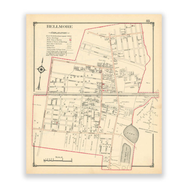 Bellmore, Nassau County Long Island, Antique Map Reproduction - Plate 85