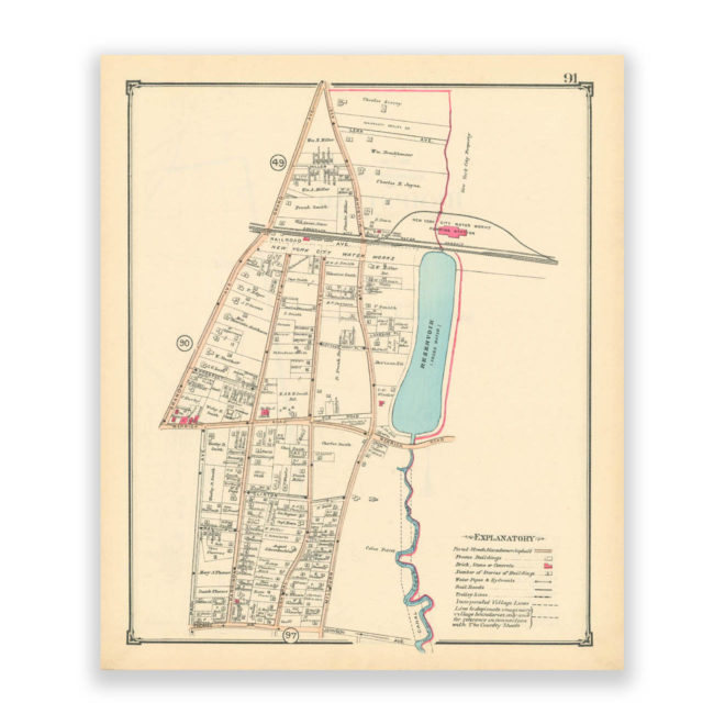 Baldwin - Reservoir, Nassau County Long Island, Antique Map Reproduction - Plate 91