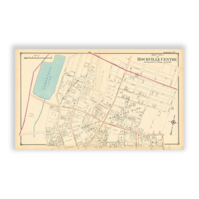 Rockville Centre - Section 1, Nassau County Long Island, Antique Map Reproduction - Plate 104