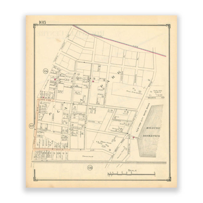 Plaza Park - Rockville Centre, Nassau County Long Island, Antique Map Reproduction - Plate 105