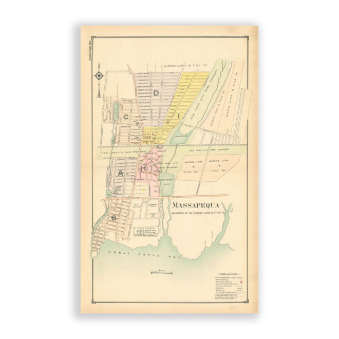 Massapequa, Nassau County Long Island, Antique Map Reproduction - Plate 119